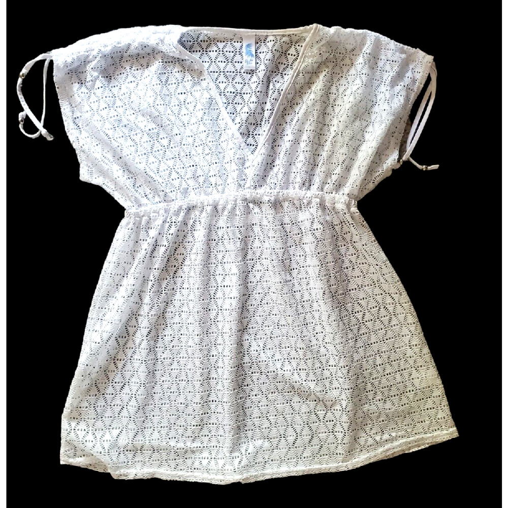 Ariba Blue White Lacy Polyester High Elastic Waist Swimsuit Cover-Up XL